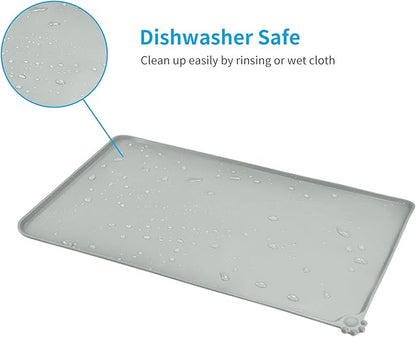 AUDWUD Silicone Waterproof Pet Feeding Mats,Anti Slip Bowl Pad, Dog Mat for Food and Water