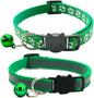 2 Pack Cat Collars Quick Release Reflective Kitten Collar with Bell & Safety Release (Dark Green)