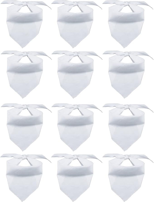 12 Pieces Sublimation Pet Bandanas White Heat Transfer Triangle Dog Scarf Blank Big Washable DIY Polyester Dog Bibs Kerchief Apparel Accessories for Dogs Puppy Cats (White-12Pack)