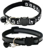 2 Pack Cat Collars Quick Release Reflective Kitten Collar with Bell & Safety Release (Black)