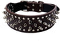 Serijoars Spiked Studded Dog Collar, PU Leather Dog Collar, Adjustable Pet Collars for Medium or Large Breed Pet (XL, Dark Brown)