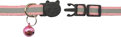 14 Pack Breakaway Cat Collar with Bell, Reflective Kitten Collar for Girl Boy Cats, Safety Buckle Adjustable 7.5-12.5 Inch, 0.4 Inch Width Lightweight, Pet Gifts (Pink)