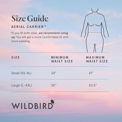 WildBird - Aerial Buckle Carrier - 2-24 Months - Large (L-4XL) Raven - Front or Back Carry - Cross Straps, Lumbar Support, Headrest - Hip Healthy - Baby Carrier - Baby Essentials - New Mom Gifts