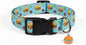 Cute Dog Collar, Blue Dog Collar with Burger Pattern and Cute Charm, Puppy Collar with Quick Release Buckle and Durable Fabric, Suitable for Medium and Large Dogs