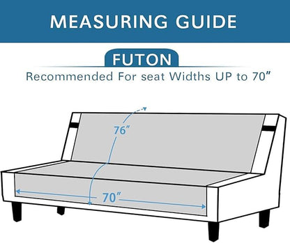 H.VERSAILTEX Futon Cover Reversible Sofa Slipcover Furniture Protector Water Resistant 2 Inch Wide Elastic Strap Futon Sofa Bed Pets Kids Dog Cat Fit Sitting Width Up to 70"(Futon, Desert Sage/Beige)