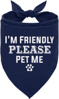 I'm Friendly Please Pet Me Dog Bandana, Dark Blue Dog Bandana, Funny Cute Pet Triangle Scarf Accessories, Dogs Bandanas for Small Medium Large Dogs (D51)