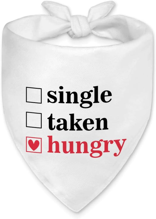 Funny Valentine's Day Dog Bandana, Single Taken Hungry Checklist Dog Bandana, Single Party Pet Scarf Accessories for Dogs Boys Girls Puppies, Cute Valentine's Birthday Gifts for Pet Mom Dad