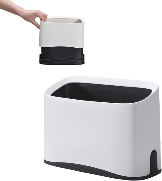 Cat Litter Scoop Holder Universal Scooper Storage Caddy for Most Kitty Poop Shovel, Durable Removable Pet Pooper Stand for Plastic/Metal Waste Scoops, Double-Layer Mini Desktop Trash Can - L White