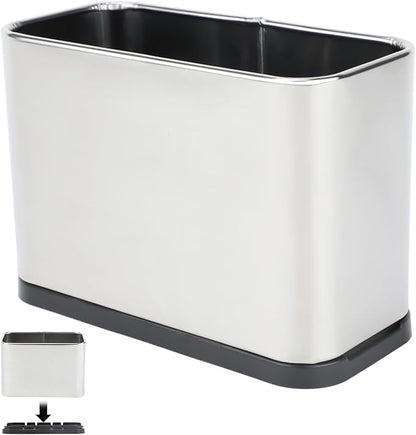 FHTONGE Stainless Steel Cat Litter Scoop Holder, Detachable Metal Cat Scooper Caddy, Universal Kitty Pooper Stand Trash Can Container for Most Pet Poop Shovels, Kitten Waste Scoops Storage Box