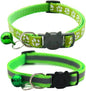 2 Pack Cat Collars Quick Release Reflective Kitten Collar with Bell & Safety Release (Light Green)