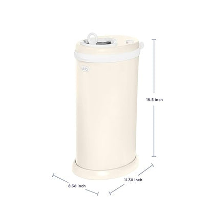 Ubbi Stainless Steel Diaper Pail, Odor Locking, No Special Bag Required, Award-Winning, Registry Must-Have, Matte Ivory