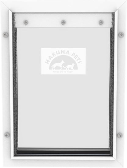 Hakuna Pets Deluxe Aluminum Pet, Cat and Dog Door with 2-Way Locking Panel for Screens, Doors and Walls up to 2.8" Thick, Medium, White