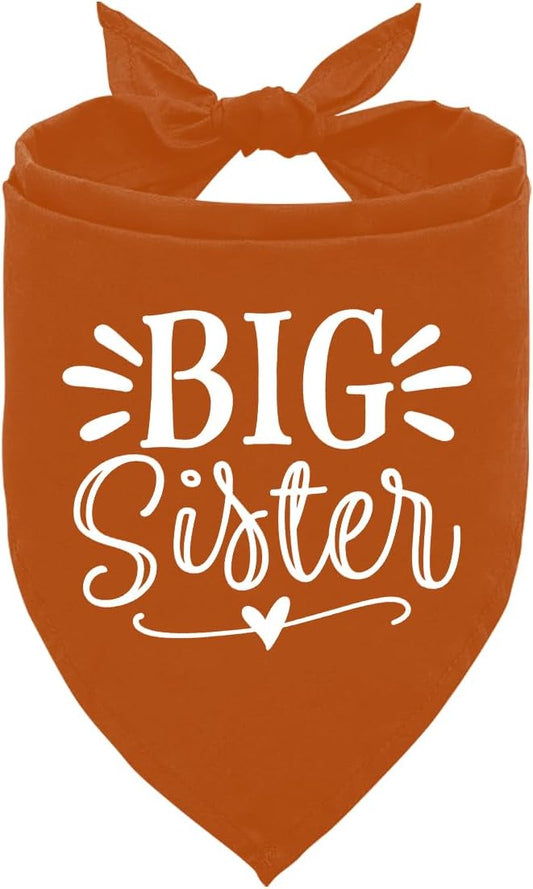 Big Sister Bandanas for Dog, Pet Pregnancy Announcement, Dark Orange Dog Bandana, Dogs Baby Announcement, Pet Bandana for Large Dogs (L)
