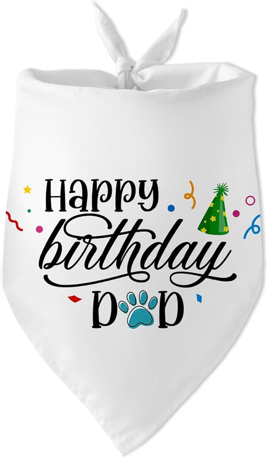 Happy Birthday Dad Black Dog Bandana Pet Scarf Accessories Funny Cute Puppy Bandana Birthday Party Accessorie Gifts for Dog Dad Lovers