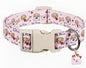 Pink Dog Collar, Girl Dog Collar with Cute Dogs and Hearts, Cute Spring Summer Food Collar with Soft & Breathable Fabric, Adjustable Pet Collar for Small Dogs