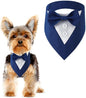 Dog Wedding Bandana, Formal Dog Tuxedo Adjustable Pet Collar with Bow, Small, Medium and Large Wedding Clothing, Birthday Gifts for Dogs (Small, Blue)
