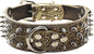 Serijoars Spiked Studded Dog Collar, PU Leather Dog Collar, Adjustable Pet Collars for Medium or Large Breed Pet (M, Gold Brown1)