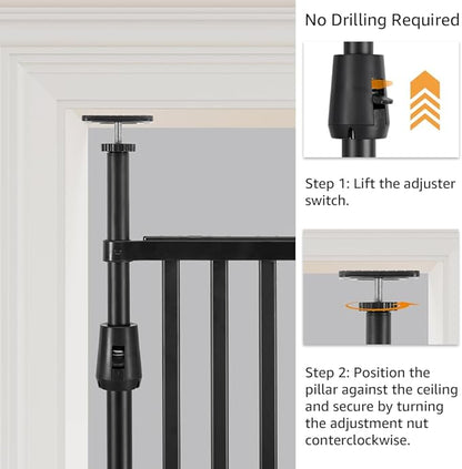 unipaws 75" High Extra Tall Cat Gate, Auto Closing and No Drilling Safety Gate for Doorway Hallway Stairs, Cat Dog Proof, Fit for 35"-38" Wide Opening, Indoor Use, Black