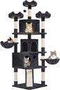Yaheetech 76.5in Multi-Level Large Cat Tree, Big Cat Tower with 3 Condos, Cozy Plush Perches, 9 Sisal Scratching Posts and Ladder, Activity Center for Large Kitties, Black