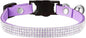 Cat Collars,Rhinestone for Girl Cats Bling Kitten Flower Adjustable Breakaway Collar with Bell Soft Velvet Leather Collar for Puppy Small Dogs (Purple)