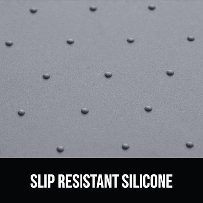GORILLA GRIP 100% Waterproof Raised Edge BPA Free Silicone Pet Feeding Mat, Dog Cat Food Mats Contain Spills Protects Floors, Placemats for Cats and Dogs Water Bowl, Pets Accessories 18.5x11.5 Gray