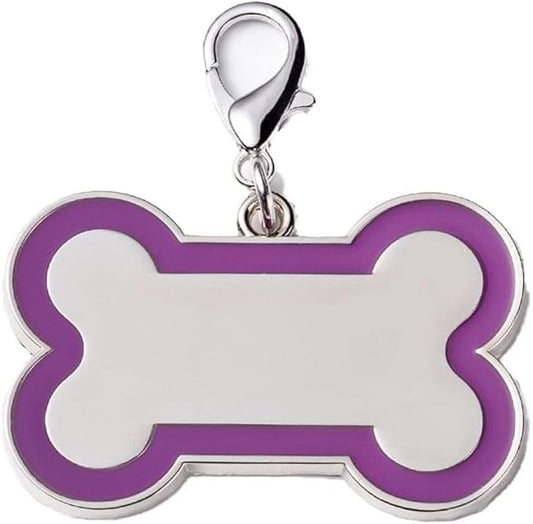 Double-Sided Personalized Dog Tags for Pets - pet ID tag, Laser Engraved Dog tag, Name tag for Dog Collar, Dog Tags for Large Dogs (Purple, Bone-Shaped-Large)
