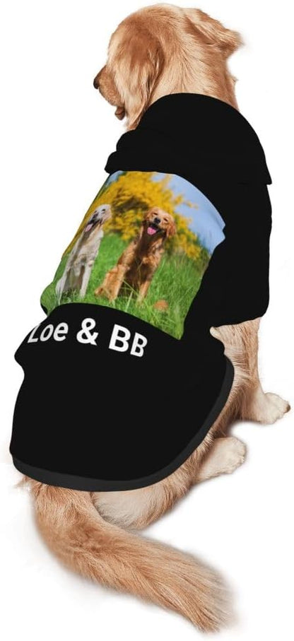 Custom Dog Hoodie Personalized Photo Text Logo Name Dog Clothes, Soft & Warm for Puppy Sweatshirt Hooded for Small Medium Large Dogs Girl/Boy Cats/Kitten, Gold, S