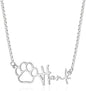 Personalized Cute Dog Cat Paw Name Necklace Forever Love Custom Heart Pendant Pet Name Necklace Gift for Pet Lovers
