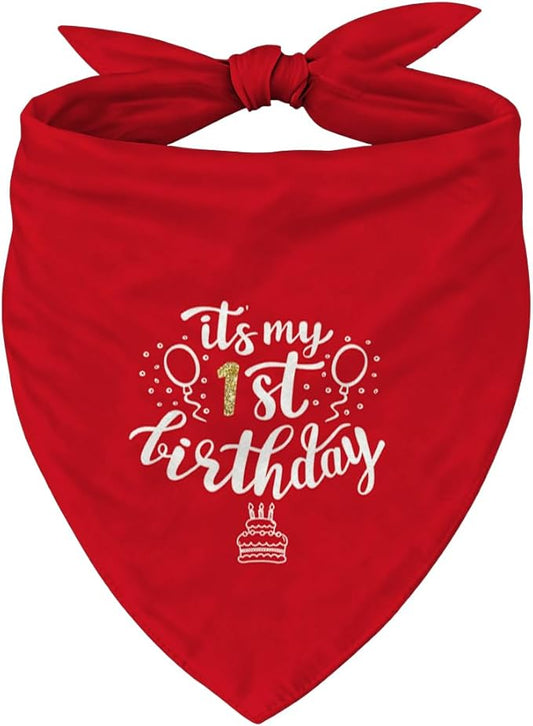 Birthday Dog Bandana, It's My 1 st Birthday Pet Costumes, Adjustable Comfortable Triangle Dog Scarf, Pet Birthdays Accessory for Small and Medium Dogs
