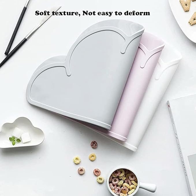 Love Dream Silicone Pet Feeding Food Mat Dog Cat Placemat Mat with Raised Edge, Anti-Slip Waterproof Pet Bowl Mats Pet Food Tray (Black)