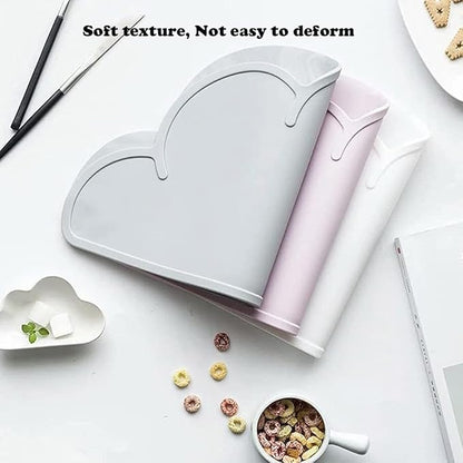Love Dream Silicone Pet Feeding Food Mat Dog Cat Placemat Mat with Raised Edge, Anti-Slip Waterproof Pet Bowl Mats Pet Food Tray (Black)