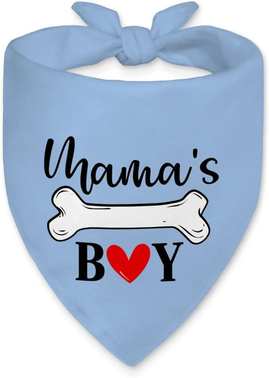 Mama's Boy Funny Dog Bandana, Valentine's Day Dog Bandana, Blue Boy Pet Scarf Accessories for Birthday Party Gender Reveal, New Pet Gifts, Mothers Day Birthday Gifts for Dogs Lovers Mom