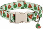 Summer Dog Collar for Large Dogs, Cute Dog Collar with Watermelon Pattern and Pendant, Green Pet Collar with Soft Cotton Fabric and Robust Buckle