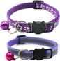 2 Pack Cat Collars Quick Release Reflective Kitten Collar with Bell & Safety Release (Purple)
