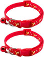 Reflective Cat Collars Breakaway with Bell Moons Stars 2 Pack Girl Boy Pet Kitten Collar Adjustable 7.5-12.5 Inch (red)