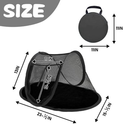 Rest-Eazzzy Small Animal Tent, Portable Cat Tent, Cat Enclosures for Outside and Indoor with Carry Bag, Pet Playpen for Hamster, Guinea Pig, Rabbits (XS-Black