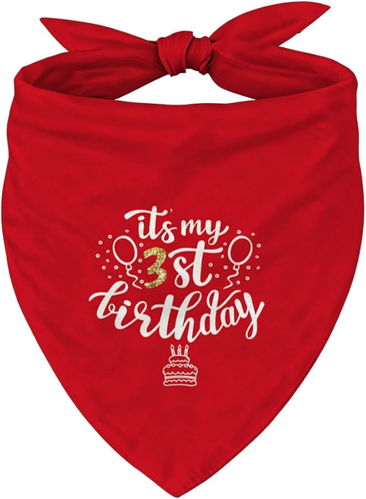 Birthday Dog Bandana, It's My 3 st Birthday Pet Costumes, Adjustable Comfortable Triangle Dog Scarf, Pet Birthdays Accessory for Small and Medium Dogs