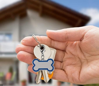 Double-Sided Personalized Dog Tags for Pets - pet ID tag, Laser Engraved Dog tag, Name tag for Dog Collar, Dog Tags for Large Dogs (Blue, Bone-Shaped-Large)
