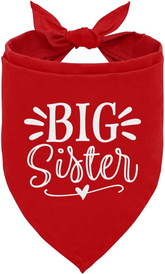 Big Sister Dog Bandana, Pet Dogs Pregnancy Announcement, Red Dog Bandana, Pet Bandanas for Small Medium Large Dogs (M)