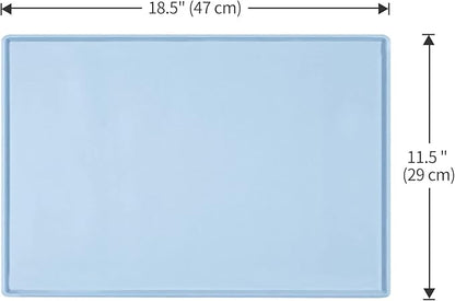 Dog Food Mat,Silicone Waterproof Food Tray,Non Slip Pet Bowl Mats Placemat,0.6" Raised Edge,Suitable for Most Small and Medium Sized Pets,18.5" x 11.5"