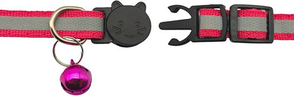 14 Pack Breakaway Cat Collar with Bell, Reflective Kitten Collar for Girl Boy Cats, Safety Buckle Adjustable 7.5-12.5 Inch, 0.4 Inch Width Lightweight, Pet Gifts (Rose)
