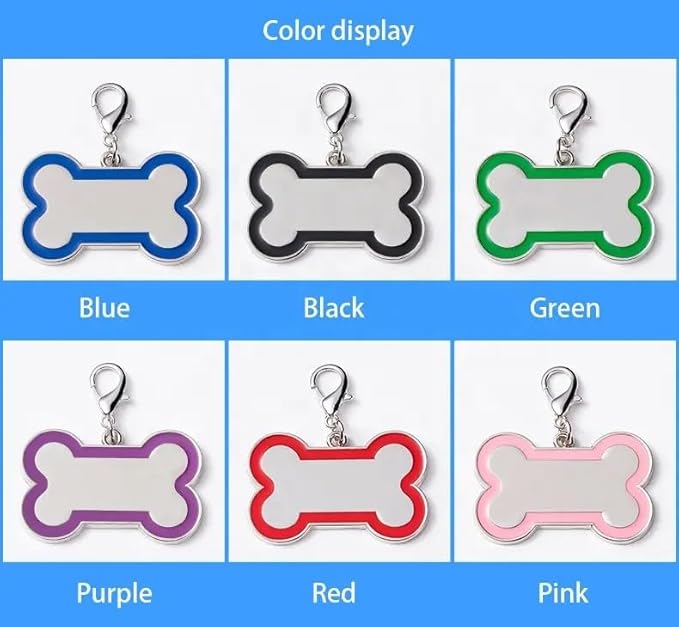 Double-Sided Personalized Dog Tags for Pets - pet ID tag, Laser Engraved Dog tag, Name tag for Dog Collar, Dog Tags for Large Dogs (Blue, Bone-Shaped-Large)