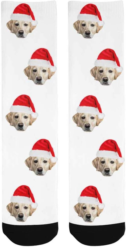 Custom Face Socks, Personalized Dog Lover Pet Photo Picture on Socks Unisex Athletic Crew Socks for Men Women