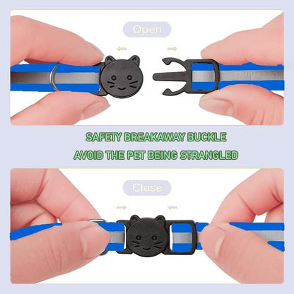 2 Pack Cat Collars Quick Release Reflective Kitten Collar with Bell & Safety Release (Dark Blue)