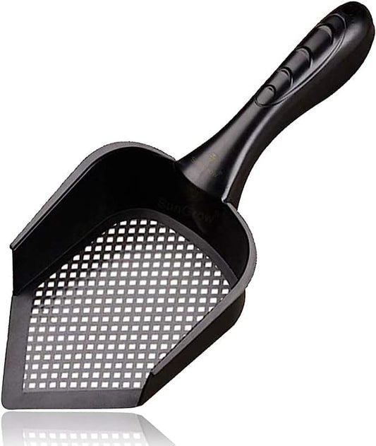 SunGrow Reptile Litter Scoop, Pointed Edge, for Cat & Chicken Coop, Right-Angled Wide and Deep Shovel, Black, 1 Pc per Pack