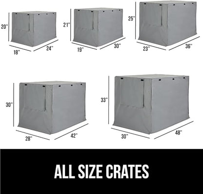 GORILLA GRIP Dog Crate Covers Compatible with Amazon Basics Dog Crates, All Sides Open, Privacy Cover Fits 42" Wire Kennel, Breathable Mesh Windows, Light Reducing Puppy Training Cage Topper, Gray