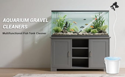 Aquarium Gravel Cleaner,Fish Tank Cleaner,Manual Vacuum Water Changer with 30ml Aquarium Vacuum Waste Remover Dropper, Cleaning Brush,Use for Water Changing Gravels Sand Washing