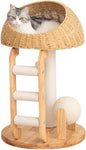 Wood Cat Tree for Large Cats, Modern Cat Tree Tower with Wide Shelves Cotton Scratching Posts, Super Sturdy Base, Cozy Perches, and Interactive Toys for Indoor Kittens