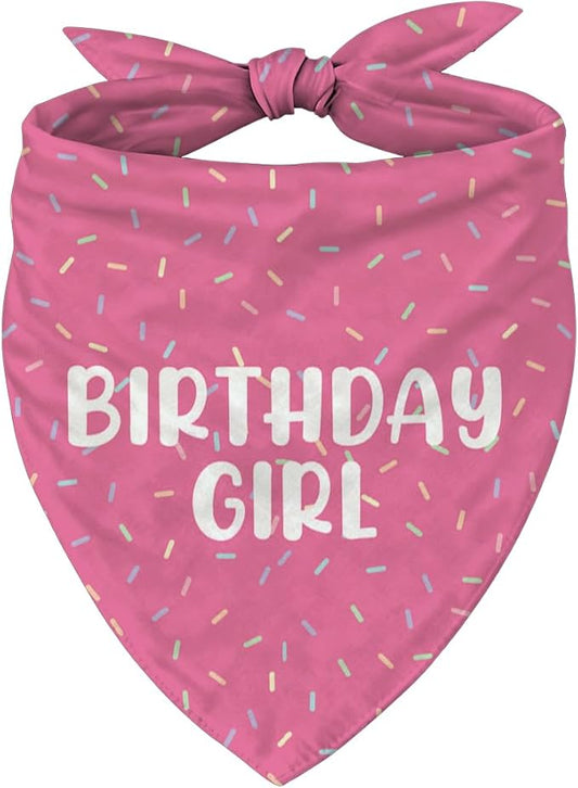 Happy Birthday Dog Bandana, Pink Birthdays Party Pet Scarf, Adjustable Triangle Dog Bandana for Small and Medium Dogs, Fun Party Dogs Accessory for Birthday Celebrations