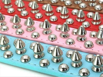 Spiked Dog Collar Soft Pu Leather Mushrooms Rivet Spike Studded Puppy Adjustable Pet Collars for Small Breeds (M, Hot Pink)